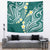Plumeria With Teal Polynesian Tattoo Pattern Tapestry