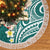 Plumeria With Teal Polynesian Tattoo Pattern Tree Skirt