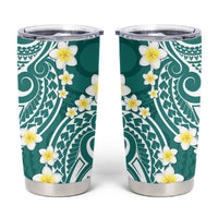 Plumeria With Teal Polynesian Tattoo Pattern Tumbler Cup LT05 Teal - Polynesian Pride