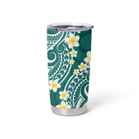 Plumeria With Teal Polynesian Tattoo Pattern Tumbler Cup LT05 - Polynesian Pride