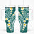 Plumeria With Teal Polynesian Tattoo Pattern Tumbler With Handle