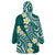 Plumeria With Teal Polynesian Tattoo Pattern Wearable Blanket Hoodie