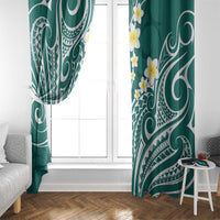 Plumeria With Teal Polynesian Tattoo Pattern Window Curtain LT05 - Polynesian Pride