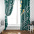 Plumeria With Teal Polynesian Tattoo Pattern Window Curtain