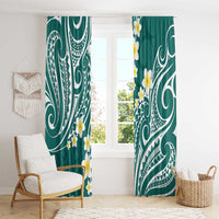 Plumeria With Teal Polynesian Tattoo Pattern Window Curtain LT05 - Polynesian Pride