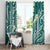 Plumeria With Teal Polynesian Tattoo Pattern Window Curtain