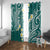 Plumeria With Teal Polynesian Tattoo Pattern Window Curtain