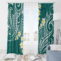 Plumeria With Teal Polynesian Tattoo Pattern Window Curtain LT05 - Polynesian Pride