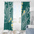 Plumeria With Teal Polynesian Tattoo Pattern Window Curtain