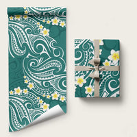 Plumeria With Teal Polynesian Tattoo Pattern Wrapping Paper LT05 58" × 23" Teal - Polynesian Pride