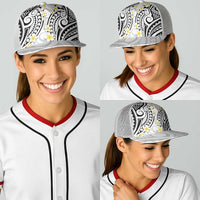 Plumeria With White Polynesian Tattoo Pattern Baseball Net Cap - Polynesian Pride