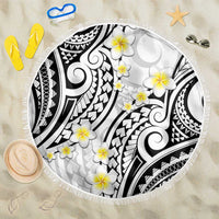 Plumeria With White Polynesian Tattoo Pattern Beach Blanket LT05 One Size 150cm White - Polynesian Pride
