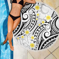 Plumeria With White Polynesian Tattoo Pattern Beach Blanket LT05 - Polynesian Pride