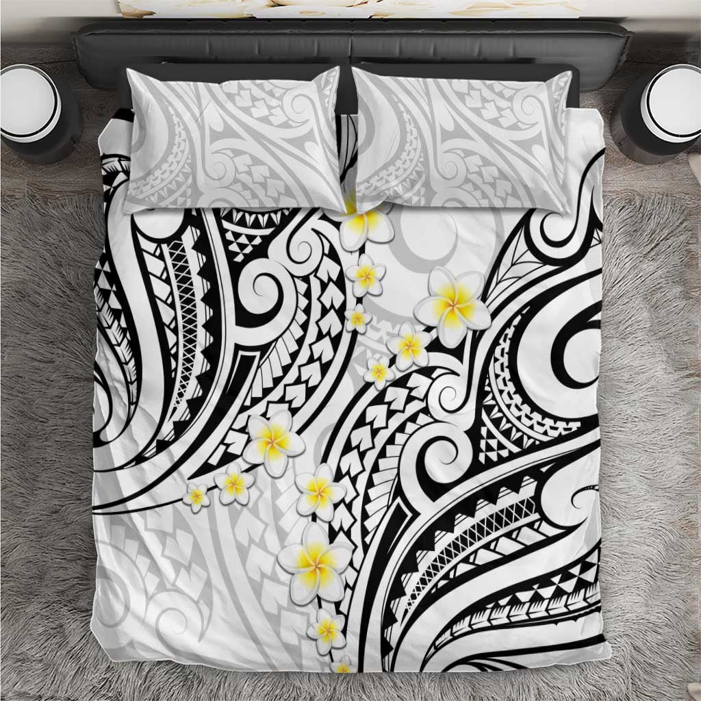 Plumeria With White Polynesian Tattoo Pattern Bedding Set LT05 White - Polynesian Pride
