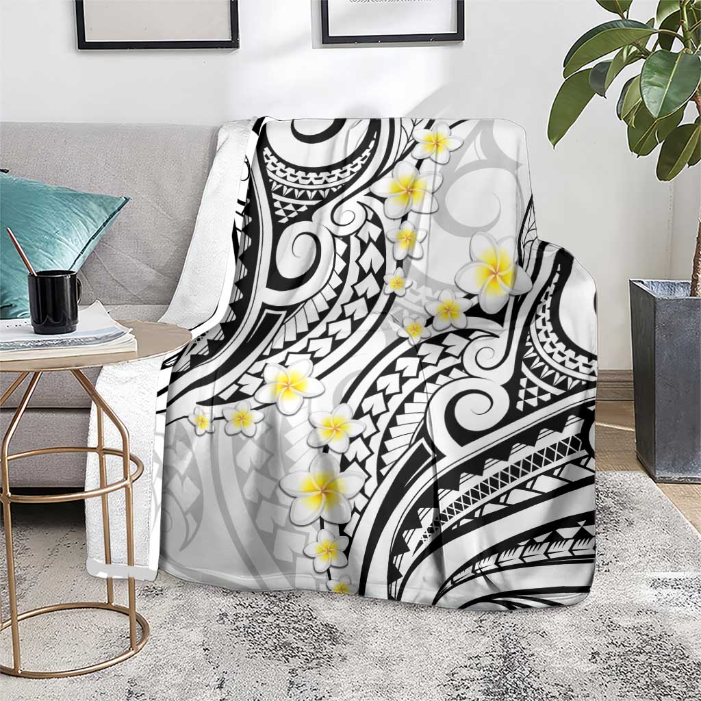 Plumeria With White Polynesian Tattoo Pattern Blanket LT05 - Polynesian Pride