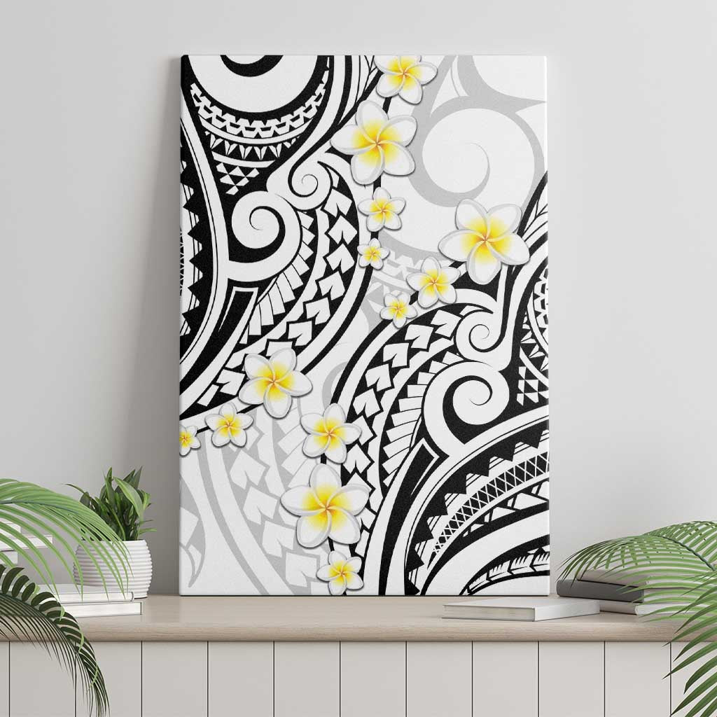 Plumeria With White Polynesian Tattoo Pattern Canvas Wall Art LT05 - Polynesian Pride