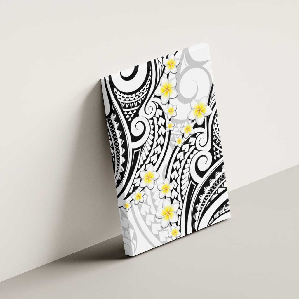 Plumeria With White Polynesian Tattoo Pattern Canvas Wall Art LT05 - Polynesian Pride
