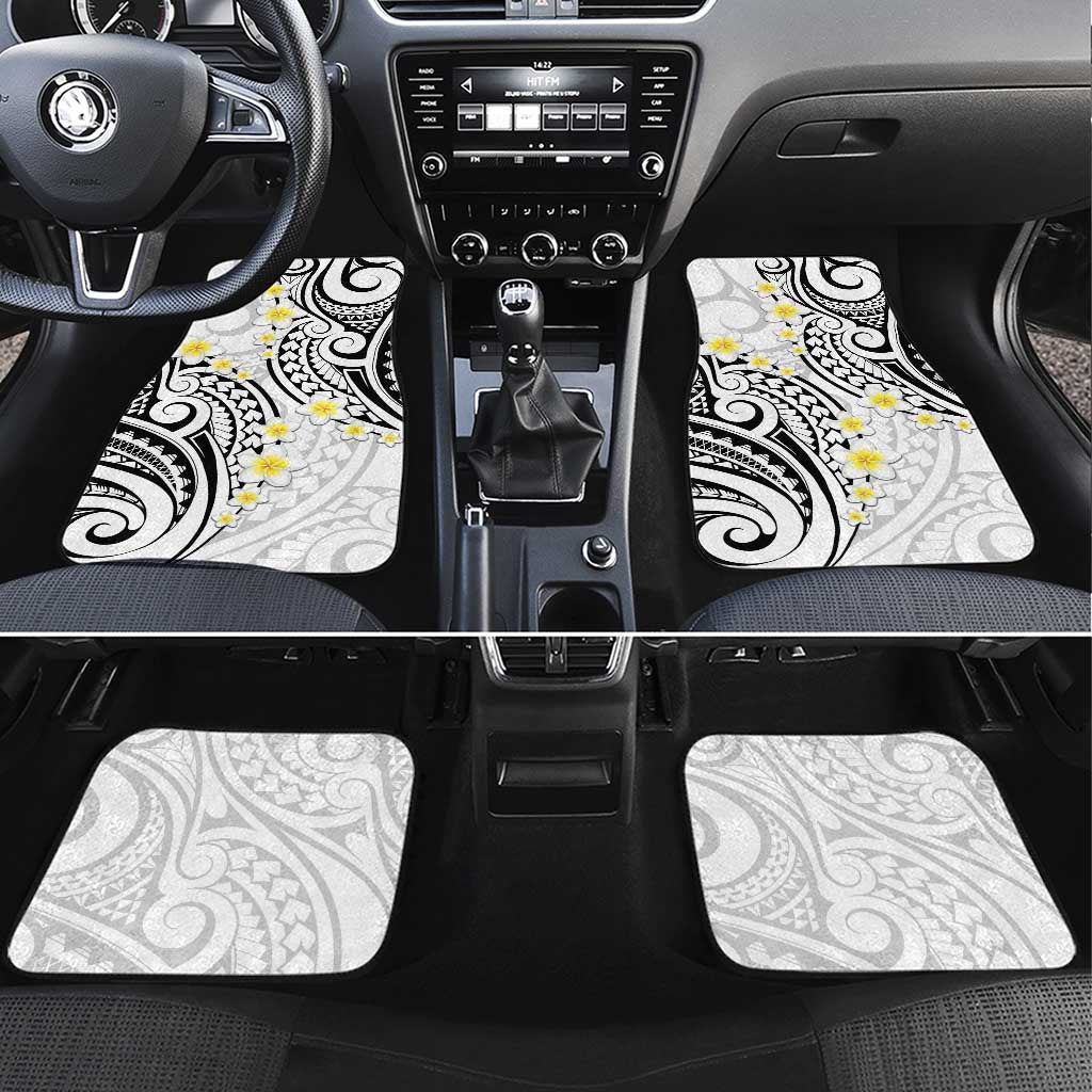 Plumeria With White Polynesian Tattoo Pattern Car Mats LT05 Set 4pcs White - Polynesian Pride