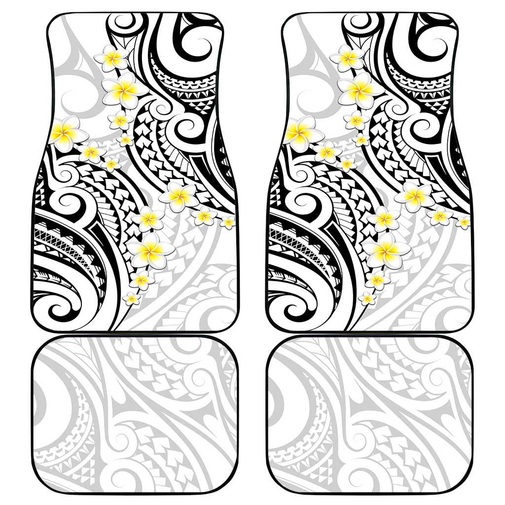 Plumeria With White Polynesian Tattoo Pattern Car Mats LT05 - Polynesian Pride