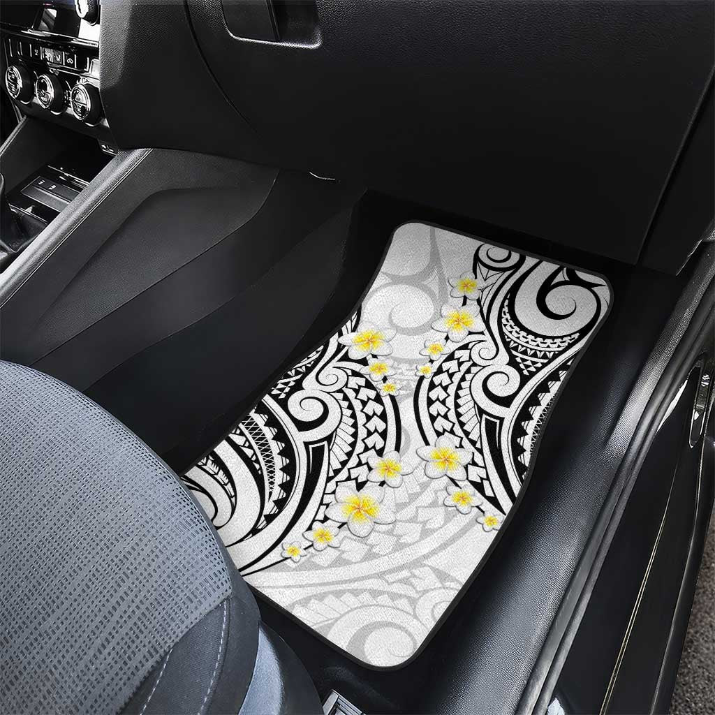 Plumeria With White Polynesian Tattoo Pattern Car Mats LT05 - Polynesian Pride