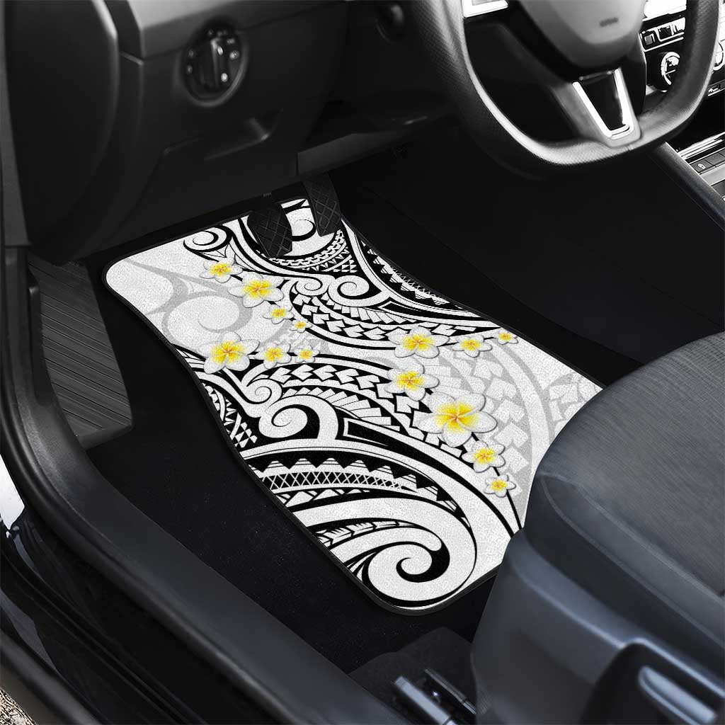 Plumeria With White Polynesian Tattoo Pattern Car Mats LT05 - Polynesian Pride