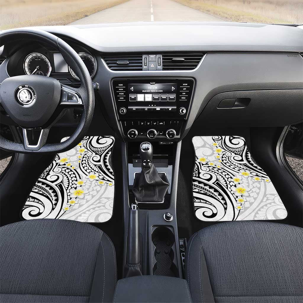 Plumeria With White Polynesian Tattoo Pattern Car Mats LT05 Set 2pcs - Front White - Polynesian Pride