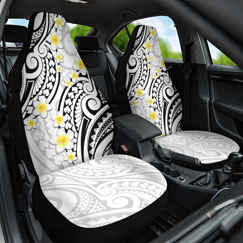 Plumeria With White Polynesian Tattoo Pattern Car Seat Cover