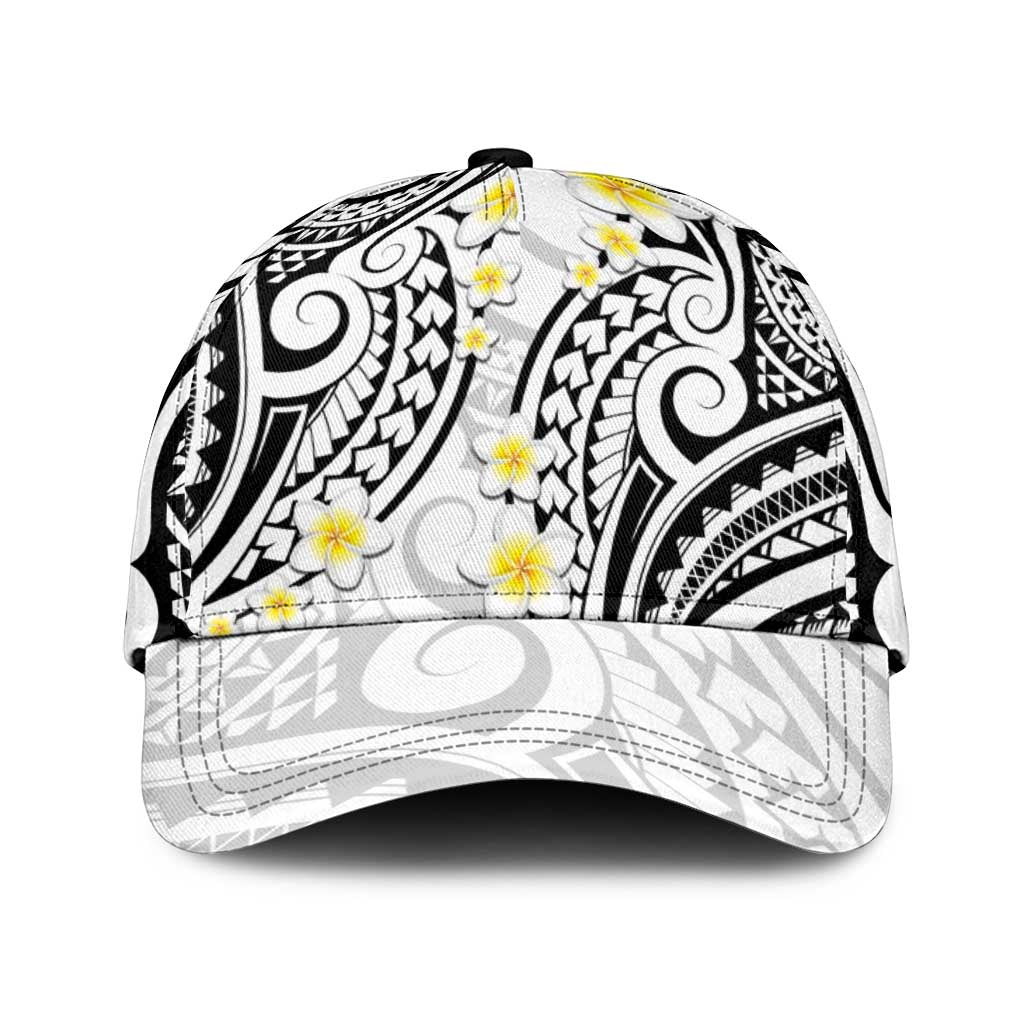 Plumeria With White Polynesian Tattoo Pattern Classic Cap LT05 Universal Fit White - Polynesian Pride