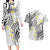 Plumeria With White Polynesian Tattoo Pattern Couples Matching Long Sleeve Bodycon Dress and Hawaiian Shirt