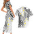 Plumeria With White Polynesian Tattoo Pattern Couples Matching Short Sleeve Bodycon Dress and Hawaiian Shirt