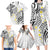 Plumeria With White Polynesian Tattoo Pattern Family Matching Long Sleeve Bodycon Dress and Hawaiian Shirt