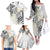 Plumeria With White Polynesian Tattoo Pattern Family Matching Off The Shoulder Long Sleeve Dress and Hawaiian Shirt