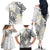 Plumeria With White Polynesian Tattoo Pattern Family Matching Off The Shoulder Long Sleeve Dress and Hawaiian Shirt