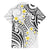 Plumeria With White Polynesian Tattoo Pattern Family Matching Off The Shoulder Long Sleeve Dress and Hawaiian Shirt