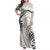 Plumeria With White Polynesian Tattoo Pattern Family Matching Off Shoulder Maxi Dress and Hawaiian Shirt