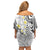 Plumeria With White Polynesian Tattoo Pattern Family Matching Off Shoulder Short Dress and Hawaiian Shirt