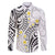 Plumeria With White Polynesian Tattoo Pattern Family Matching Puletasi and Hawaiian Shirt