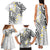 Plumeria With White Polynesian Tattoo Pattern Family Matching Tank Maxi Dress and Hawaiian Shirt