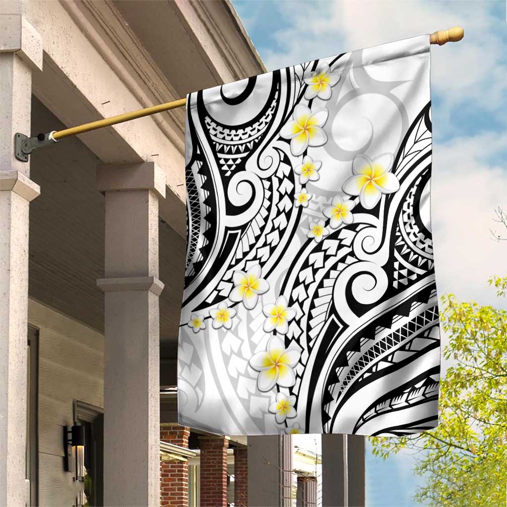 Plumeria With White Polynesian Tattoo Pattern Garden Flag LT05 House Flag White - Polynesian Pride