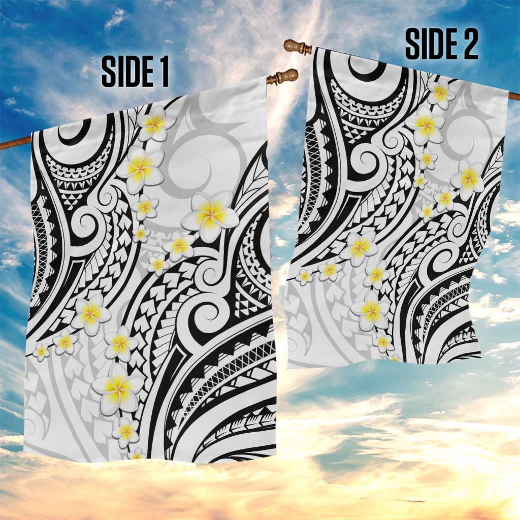 Plumeria With White Polynesian Tattoo Pattern Garden Flag LT05 - Polynesian Pride