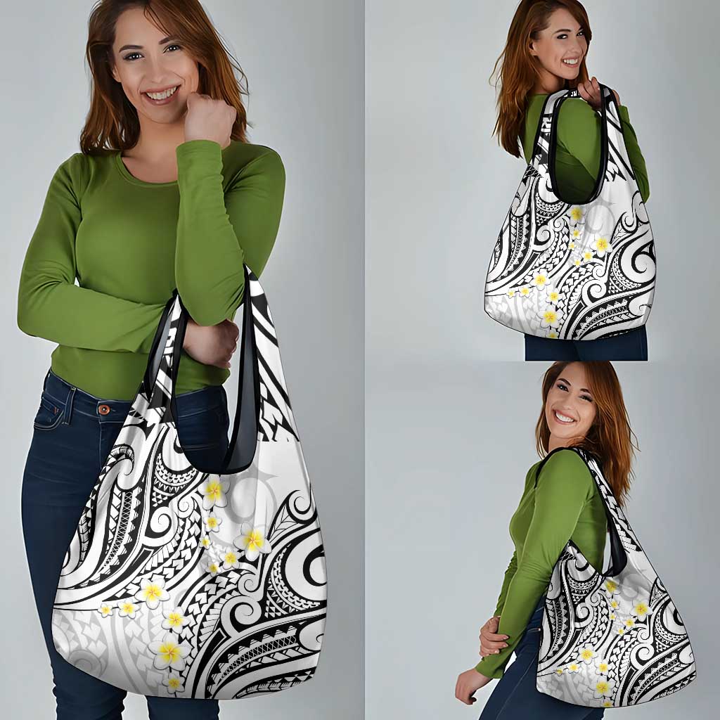 Plumeria With White Polynesian Tattoo Pattern Grocery Bag LT05 - Polynesian Pride