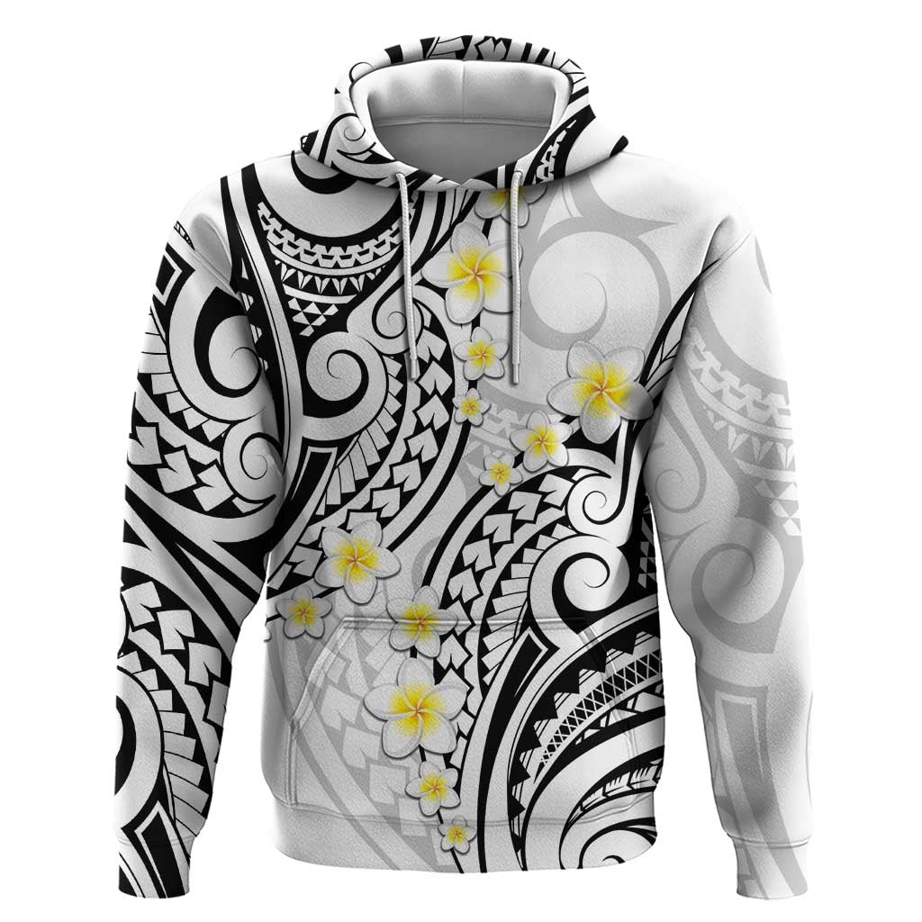 Plumeria With White Polynesian Tattoo Pattern Hoodie