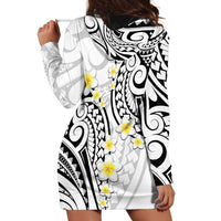 Plumeria With White Polynesian Tattoo Pattern Hoodie Dress LT05 - Polynesian Pride