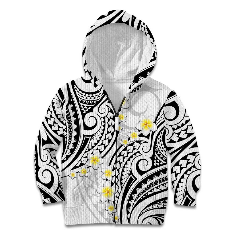 Plumeria With White Polynesian Tattoo Pattern Kid Hoodie
