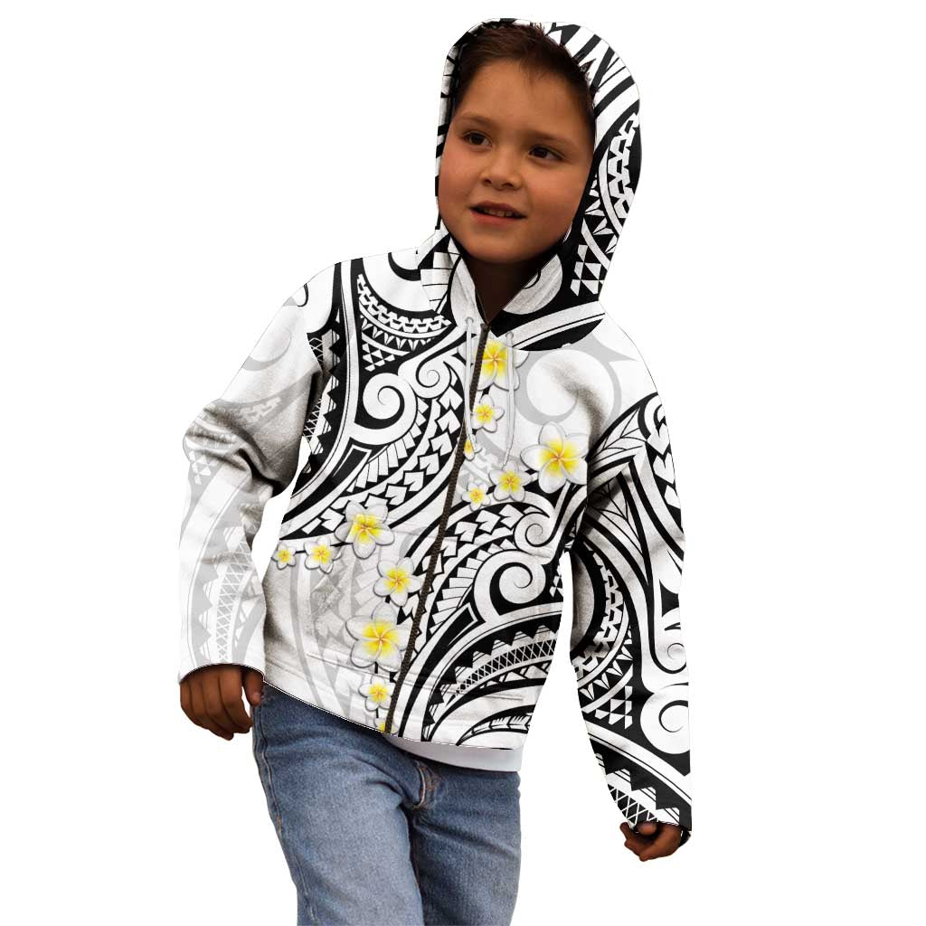 Plumeria With White Polynesian Tattoo Pattern Kid Hoodie