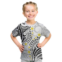 Plumeria With White Polynesian Tattoo Pattern Kid T Shirt