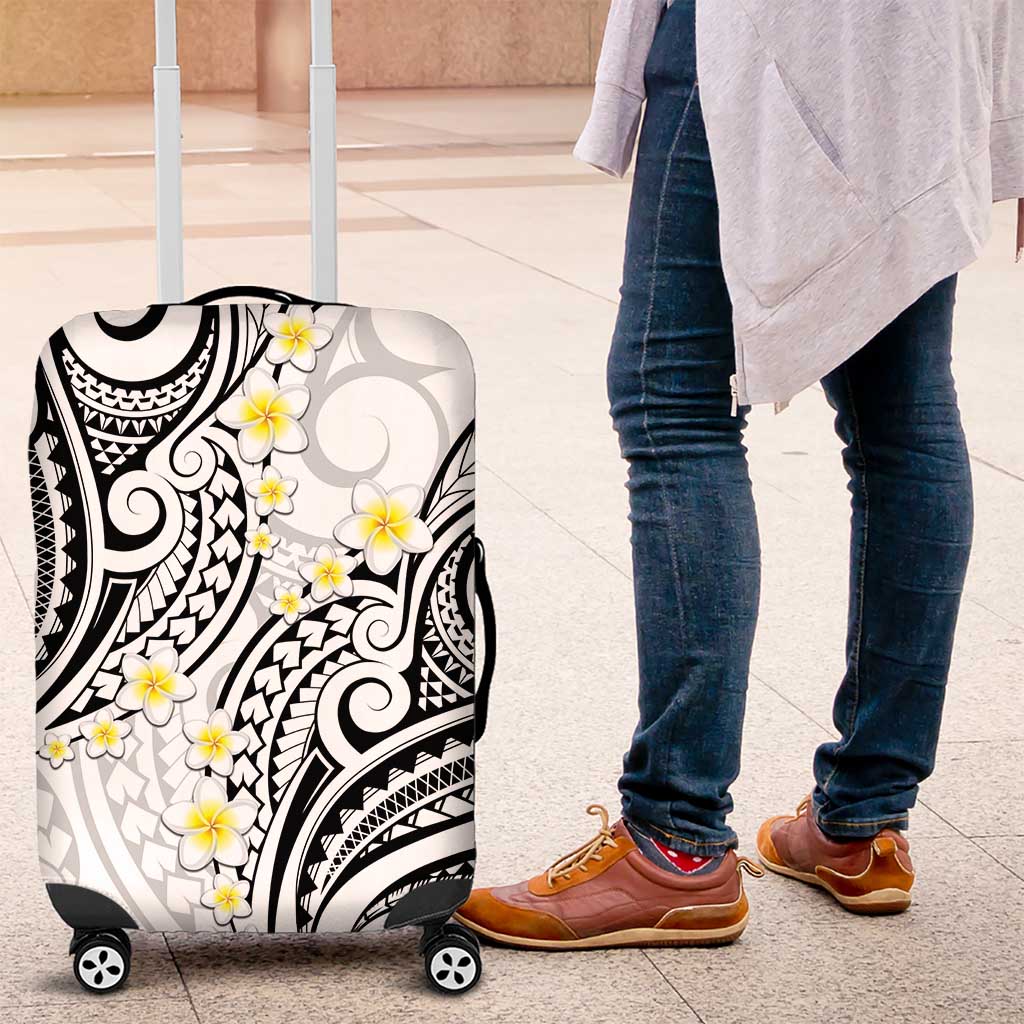 Plumeria With White Polynesian Tattoo Pattern Luggage Cover