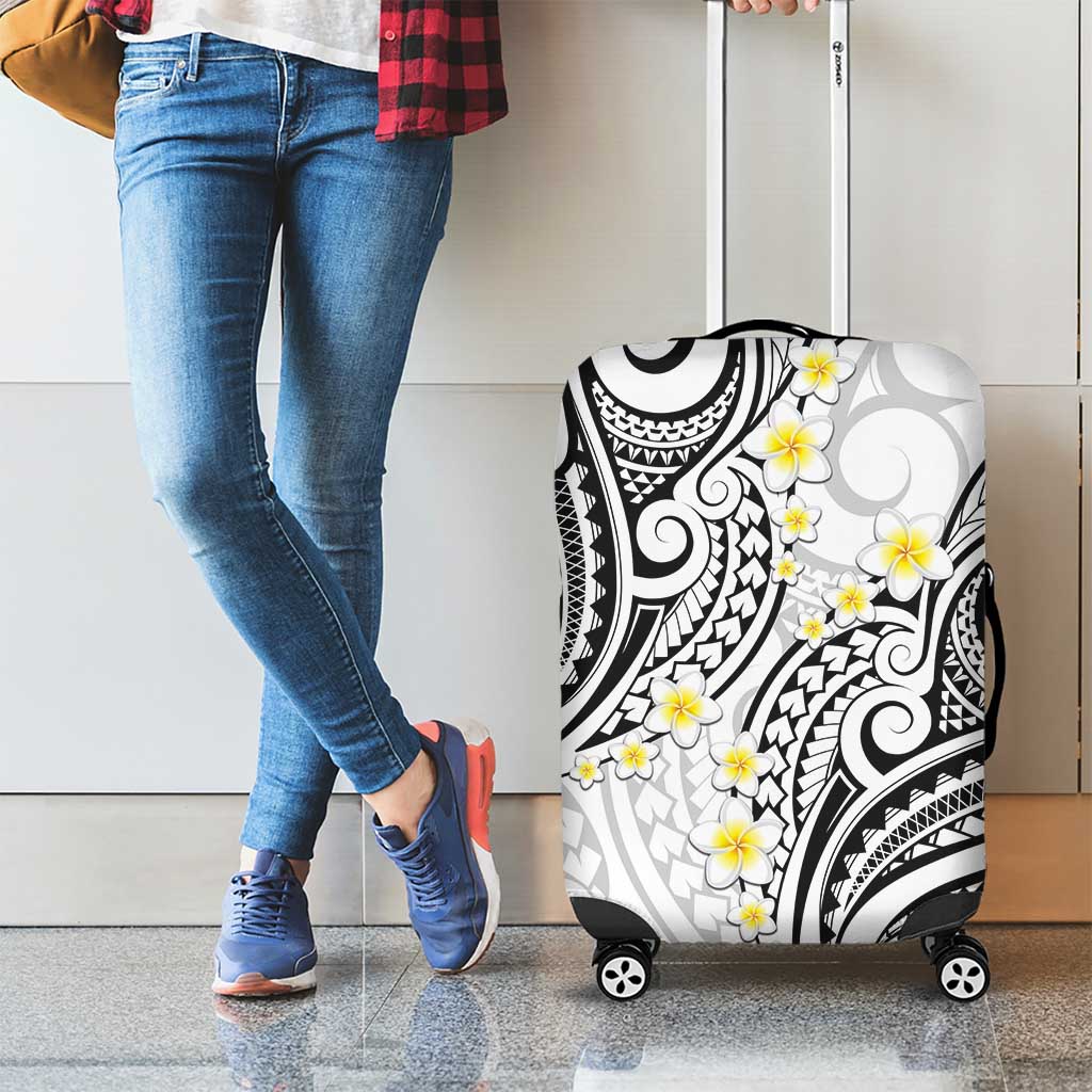 Plumeria With White Polynesian Tattoo Pattern Luggage Cover