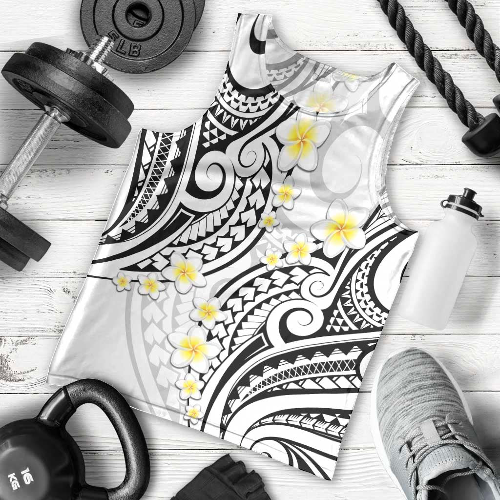 Plumeria With White Polynesian Tattoo Pattern Men Tank Top LT05 - Polynesian Pride