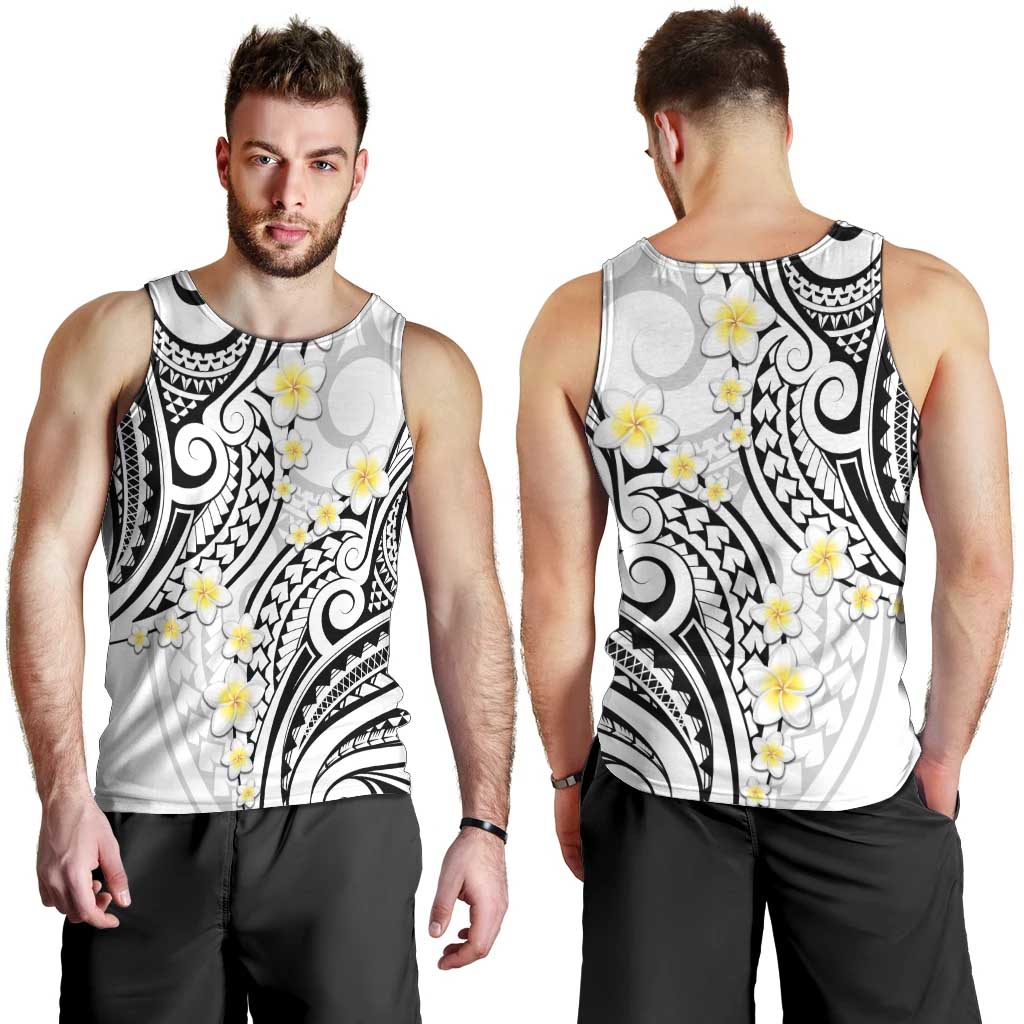 Plumeria With White Polynesian Tattoo Pattern Men Tank Top LT05 - Polynesian Pride